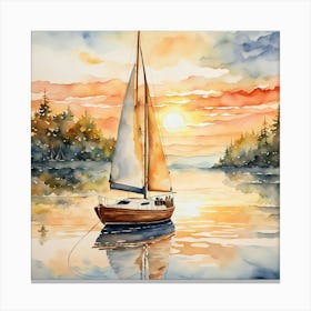 Sailboat At Sunset Canvas Print