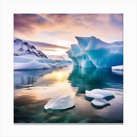 Icebergs In The Water 28 Canvas Print