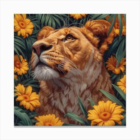 Lion In The Jungle Canvas Print