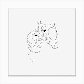 Man and Woman One Line Canvas Print