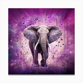 Elephant With Music Notes Canvas Print