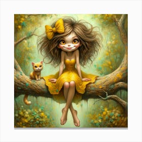 Little Girl In Yellow Dress 2 Canvas Print