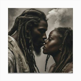 Afro-American Couple Kissing Canvas Print