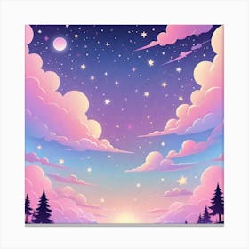 Sky With Twinkling Stars In Pastel Colors Square Composition 291 Canvas Print