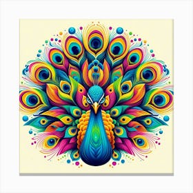 Colorful Peacock Wall Art 1 Canvas Print