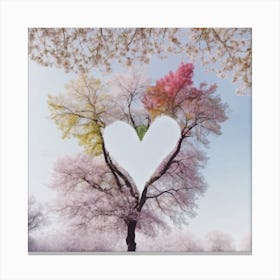 Heart Tree Colorful Leaves Love Is In Bloom Canvas Print