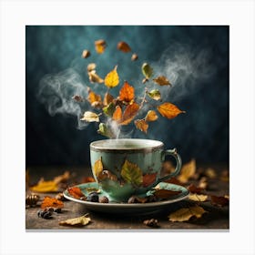 Autumn Leaves In A Cup Canvas Print