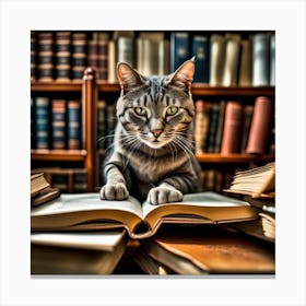 Cat Reading Book Canvas Print