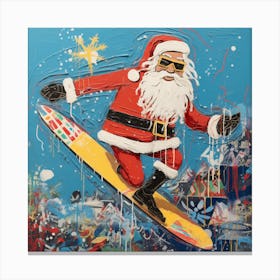 Santa Surfs Canvas Print