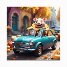 Mouse In A Car Canvas Print