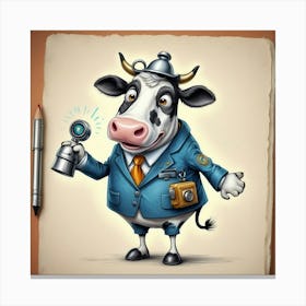 Cow In A Suit 8 Canvas Print