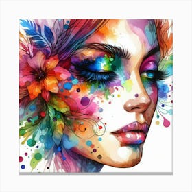 Colorful Woman'S Face Canvas Print