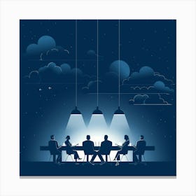 Business Meeting At Night Canvas Print