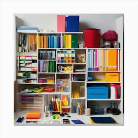 A Photo Of A Wide Variety Of Office Supplies Canvas Print