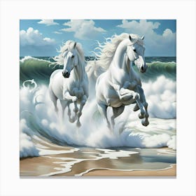 horses in the foam Canvas Print