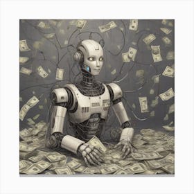 Robot With Money Canvas Print