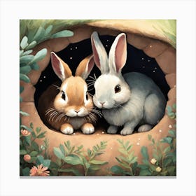 Rabbits In A Hole Canvas Print