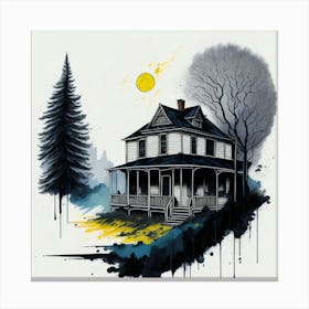 Colored House Ink Painting (111) Canvas Print