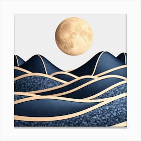 Moon And Waves 8 Canvas Print