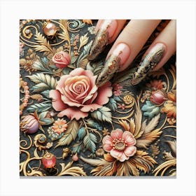Nails And Flowers Canvas Print