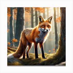 Fox In The Forest 95 Canvas Print