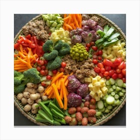 Colorful Round Vegetable Tray Kitchen Art Leinwandbild