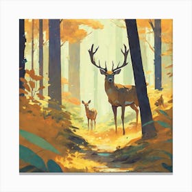 Deer In The Woods 25 Canvas Print