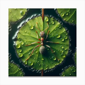 Ant On Water Lily Canvas Print