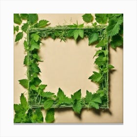 Frame With Green Leaves 6 Canvas Print