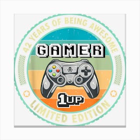 42 Years Of Being Awesome Gamer 1980 42th Birthday Gaming 1 Canvas Print