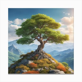 Lone Tree On Top Of Mountain 62 Canvas Print