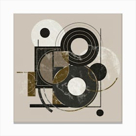 Bauhaus style rectangles and circles in black and white 2 Canvas Print