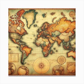 Old World Map 4 Canvas Print