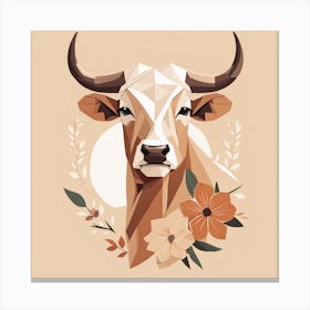 Floral Low Poly Taurus (10) Canvas Print