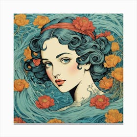 Girl In The Water 1 Canvas Print