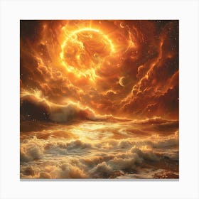 Sun Rising Over The Ocean, Impressionism And Surrealism Canvas Print
