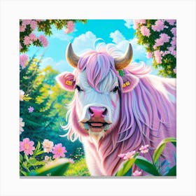 Pink Cow pink pastels Canvas Print