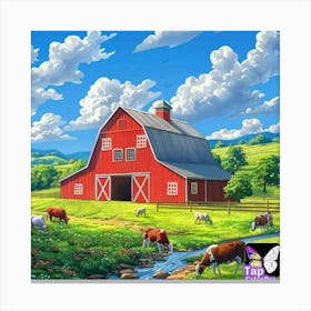 Red Barn In The Countryside Canvas Print