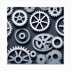 Gears On A Black Background 11 Canvas Print