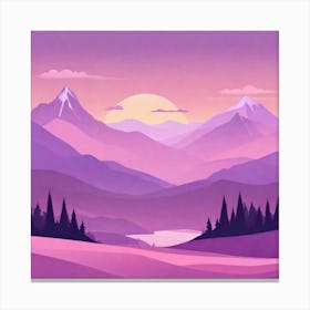 Misty mountains background in purple tone 30 Canvas Print