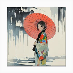 Japanese girl with umbrella 2 Canvas Print