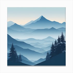 Misty mountains background in blue tone 91 Canvas Print