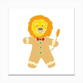 Gingerbread Lion, Fun Circus Animal, Cake, Biscuit, Sweet Treat Print, Square Canvas Print