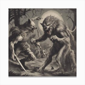 Werewolf Battle Canvas Print