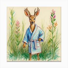 Deer In Bathrobe 11 Canvas Print