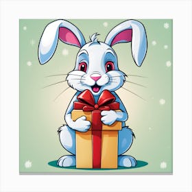 Bunny With Gift Canvas Print