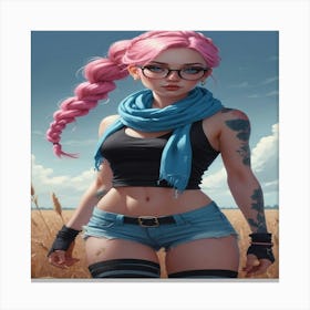 Pink Haired Girl Canvas Print