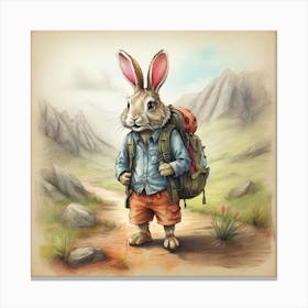 Rabbit With Backpack Canvas Print