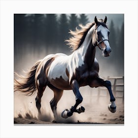 Horse Galloping In The Field Canvas Print
