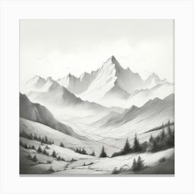 Mountain Ranges Simple Pencil Outlines Of Mountain Ranges 1 Canvas Print